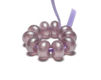 Silvery Pale Amethyst Pearl Spacers - Handmade Lampwork Glass Beads SRA