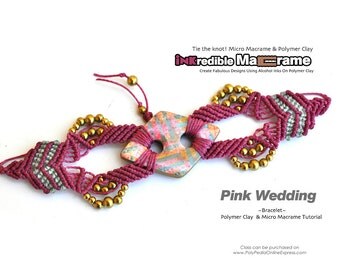 SALE! Macrame patterns, Macrame tutorial, Micro macrame pattern tutorial | PDF, 3 Videos | "Pink Wedding" bracelet | Polymer & Micro Macrame