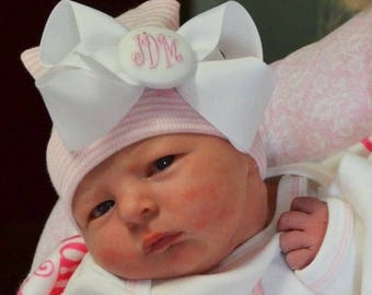 Monogrammed Hospital Newborn Hat
