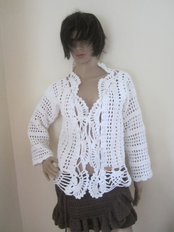 WHITE CROCHET SWEATER Crochet sweater festival clothing