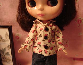 Blythe Parasol Print Blouse for Pullip and Vintage Skipper Too!