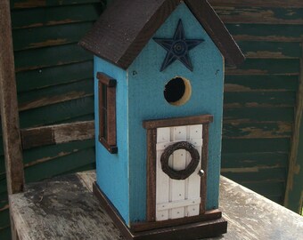 Folk Art Primitive Garden Cottage Birdhouse