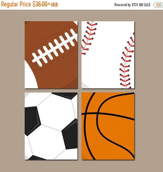 SPORTS Wall Art Baby Boy Nursery Boy Bedroom Canvas by TRMdesign
