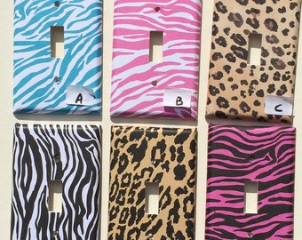 Zebra Cheetah Animal print Leopard Switchplate Outlet Double Triple Quad Rocker Blank Cable Dimmer