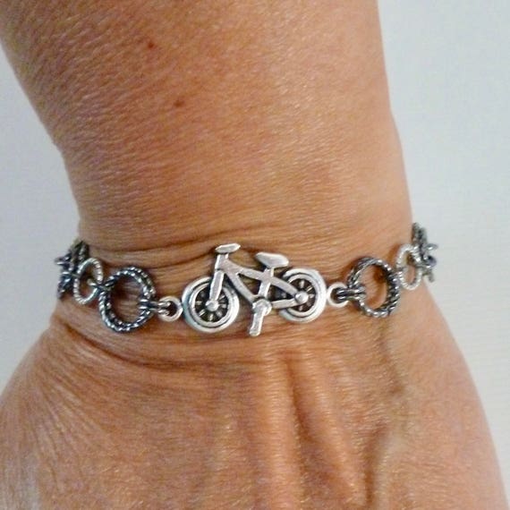 Bicycle Bracelet Silver and Gunmetal Bicycle Chainmaille