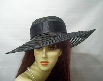 Black Kentucky Derby Hat, Wide Brim Hat To Decorate, Church hat, Wedding Hat, Preakness Hat, Belmont Hat
