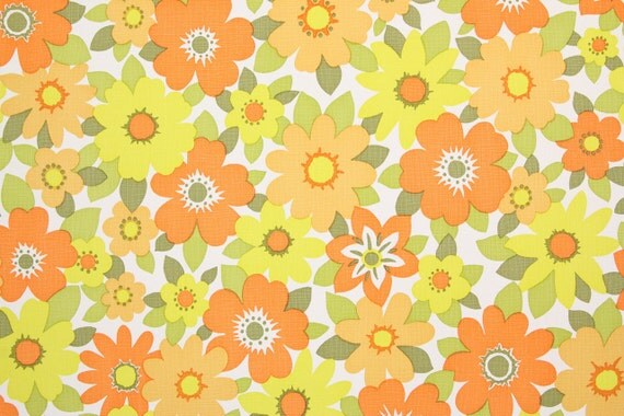 1970's Retro Vintage Wallpaper Vinyl Orange and Yellow