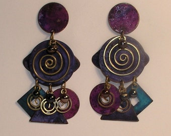 Patina & copper earrings