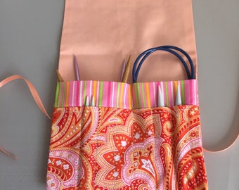 Travel Organizer For Knitting Needles, Needle Tips, Crochet Hooks, Cables- To Go-Orange Sherbet