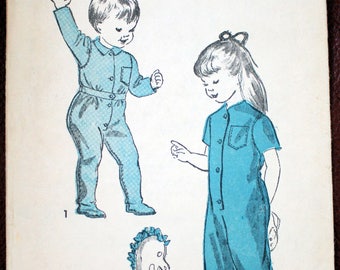 Vintage Advance sewing pattern #4443; Child's size 2; Pajamas in different versions; Unprinted; Complete-from 40s or early 50s -Great shape!