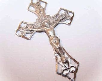 Vintage Cross,Rosary Cross,Crucifix,STERLING SILVER,Sterling Cross,Sterling Crucifix,Rosary Crucifix,Silver Crucifix,Cross Pendant,Chapel