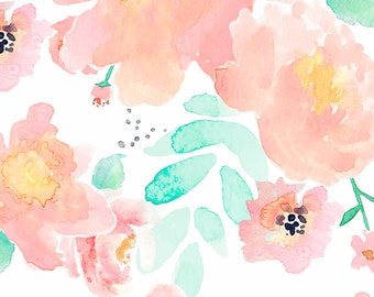 Girls Floral Fabric - Indy Bloom Design Blushing Babe B By Indybloomdesign - Watercolor Nursery Cotton Fabric By The Yard With Spoonflower