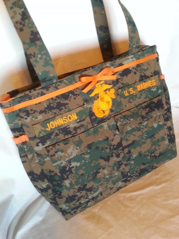 Woodland or desert Marine military diaper bag with EGA