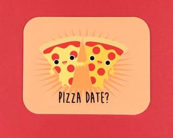Pizza Date? Card, Blank Inside, kawaii, food, BFF, cute food