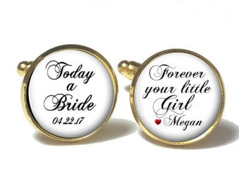 Father of the Bride Cufflinks, Personalized Cufflinks, Wedding Cuff links, Style 683