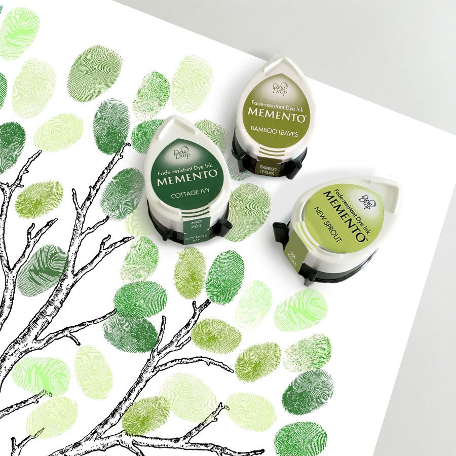 three green ink pads for wedding fingerprint by creativemonsoons