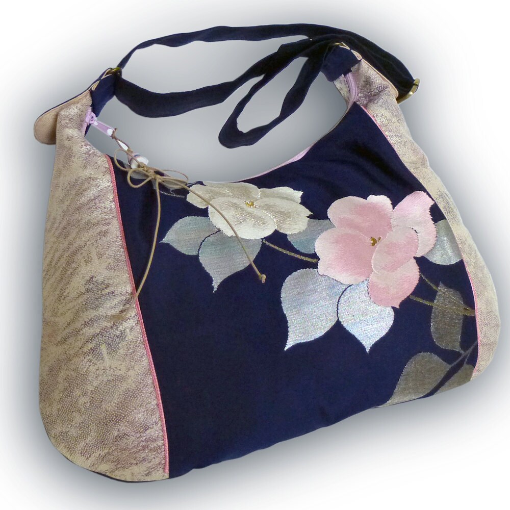 Crossbody Bag/ Japanese Vintage Obi Recycled/ Peony