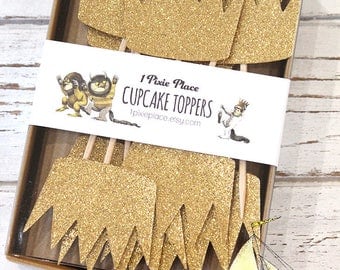Max's Crown Glittery Cupcake Toppers - Set of 12 - Where the Wild Things Are