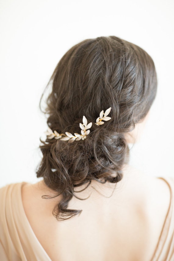 Wedding Hair Pins Gold Hair Pins Bridal Hair Pins Olive