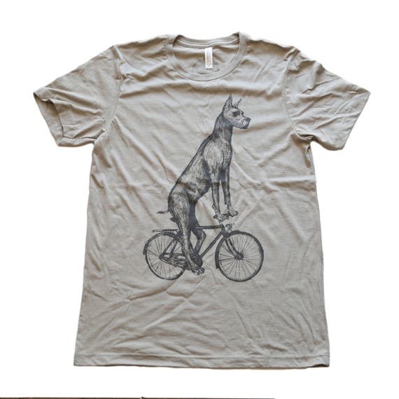 Great Dane on a Bike Mens T Shirt Unisex Tee White Tee