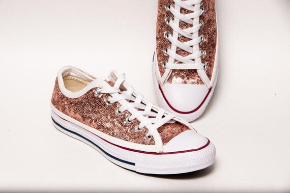 white and rose gold converse