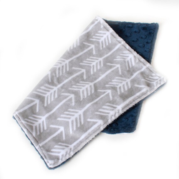 Silver GRAY Arrow Burp Cloths, Navy Blue Gray- set of 2 Minky // Ready to ship // Baby Shower Gift // Minky Burp Cloth // New Baby Gift