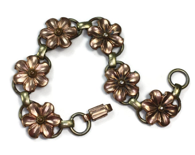 Retro Gold Filled Flower Design Bracelet Signed Probst Vintage