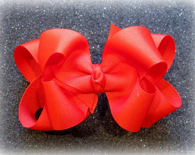 Girls hair bows, Double layer bow, Girls Hairbows, Tomato Red Bow, Large hairbows, big bows, 4 5 inch hairbows, stacked bows, Red hair bow