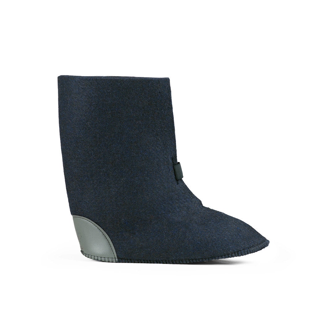 12 High Wool Felt Boot Liners Blue 85% Wool Style