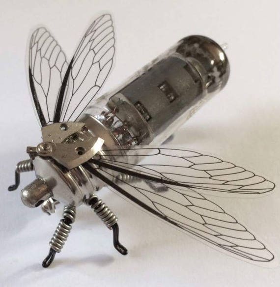 Steampunk brooch - Insect Vacuum Tube Brooch - OOAK Unique Steampunk Steam Punk Clockwork Jewelry by spankyspanglerdesign steampunk buy now online