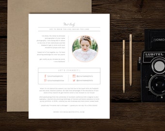 Photography Templates - About Me Page - Digital Photoshop Templates - Photo Marketing - Wedding Photographer Branding - Bittersweet Designs