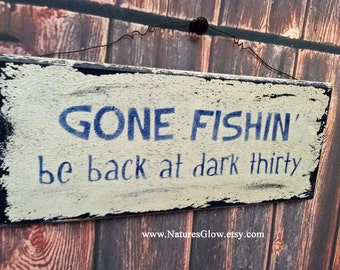 Gone Fishin' Sign Rustic Wood Sign by NaturesGlow on Etsy