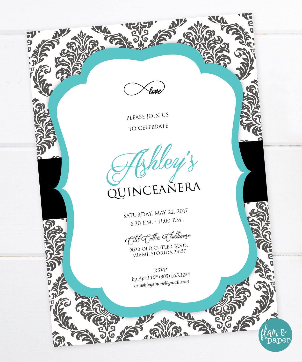 Breakfast At Tiffany's Invitation Quinceañera Birthday