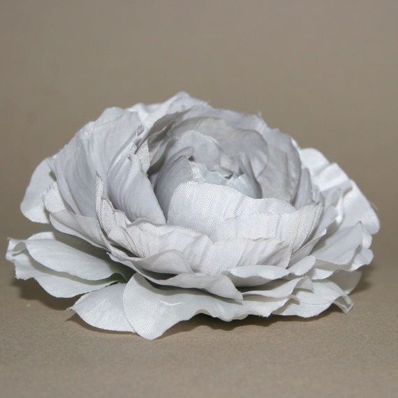 Light Grey Gray Silk Ranunculus Artificial Flower Heads