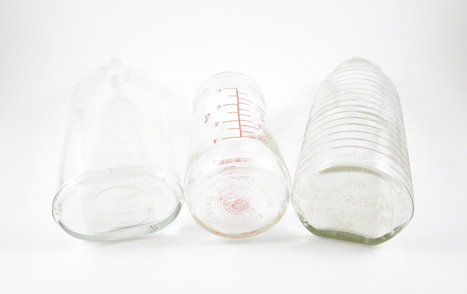Vintage Baby Bottle Glass Collection of Three Including Hygeia