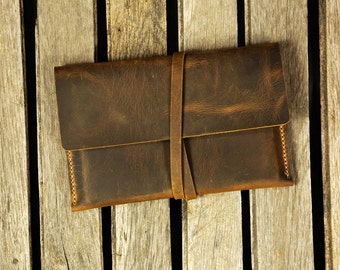 Distressed leather Kindle Paperwhite case cover / Simple retro brown leather Kindle Voyage cover case KDX05S-S