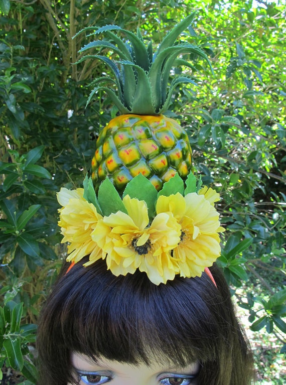 Tropical Fruit PINEAPPLE Headband Carmen Miranda by olgadesigns