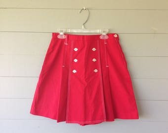 Vintage 60s/70s Red Skort / Scooter Skirt / Gator of Florida