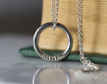 Name necklace with words, circle necklace personalized gift for daughter, new mom jewelry for her - Lilia