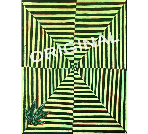 Marijuana Leaf Painting Trippy Art Abstract Weed Art 420