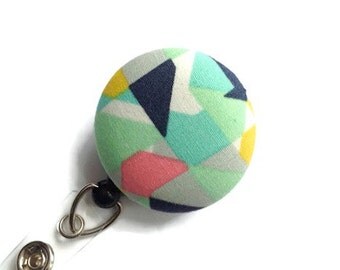 Retractable Badge Holder ID Badge Holder Badge Reel Retractable Lanyard Name Badge Holder Swivel Badge Clip Nurse Id Pastels Mod Geometric