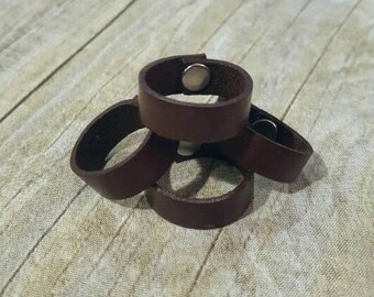 Leather Ring -Unisex Brown Leather Ring - Brown Ring Band - Leather Jewelry - Leather Band - Wedding Ring Band