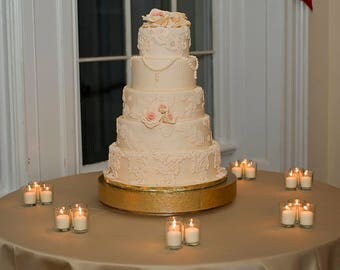 Wedding Cake Stand "Gold Floral Leaf", 14", 16", 18", 20", and 22" cake plateau