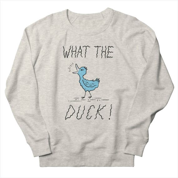 WHAT THE DUCK - Mens / Womens - Sweatshirt - Heather Oatmeal / Pink / Heather Graphite by Oliver Lake - iOTA iLLUSTRATiON