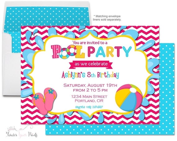 Pool Party Invitation - Pool Party Invite - Summer Pool Party - Summer Party Invitation - Swimming Invitation - Girls Birthday Invitation Il_570xn