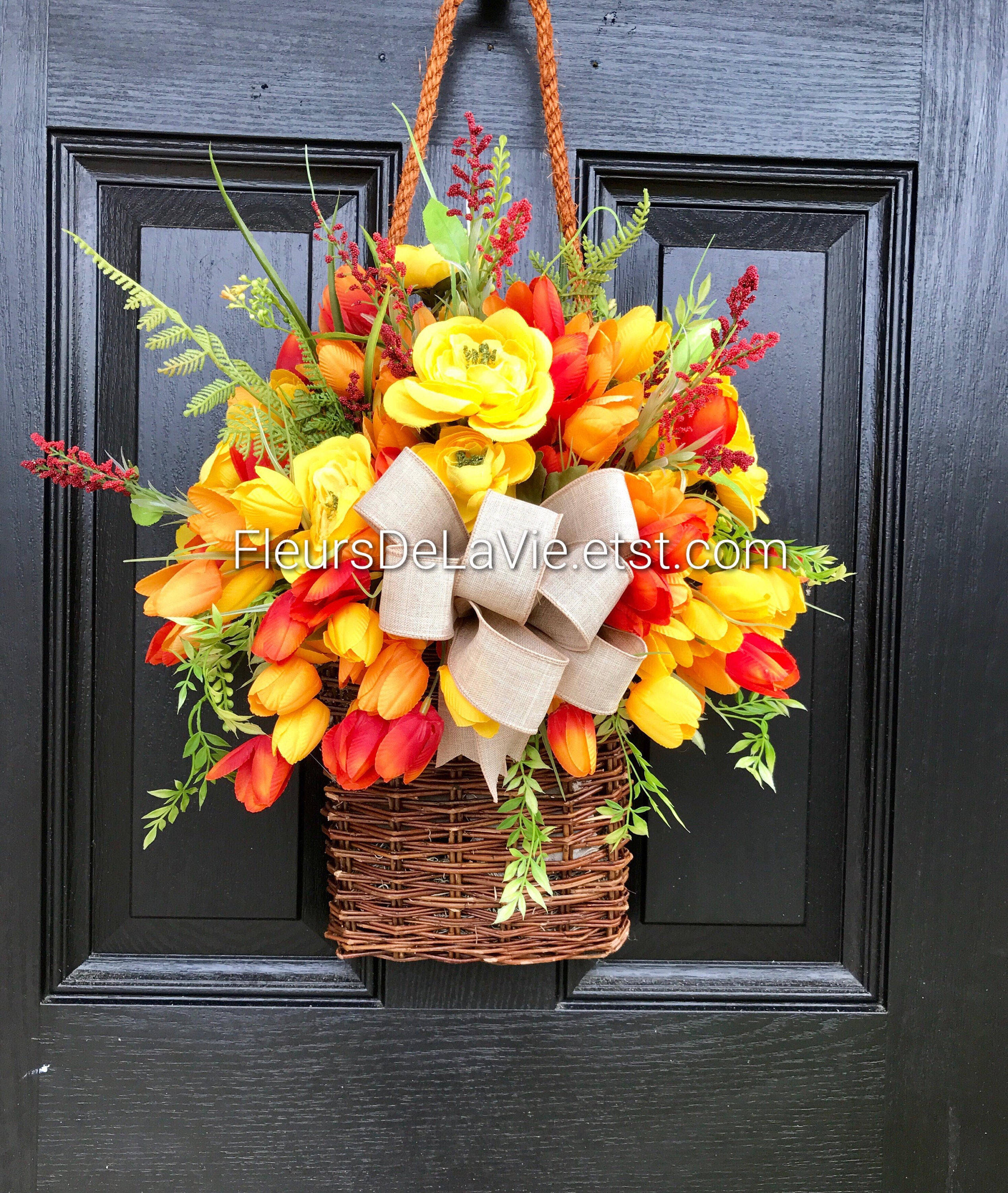 Spring Door Basket Tulip Basket Summer Baskets Front Door