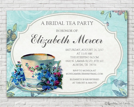 Vintage Bridal Tea Invitation - Printable or Printed (w/ FREE Envelopes) Il_570xn