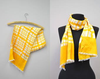 1960s Gino Paoli Silk Yellow Plaid Scarf