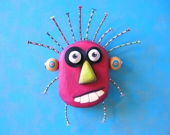 Cranberry Wall Nut, Original Found Object Wall Sculpture, Wood Carving, Wall Decor, by Fig Jam Studio