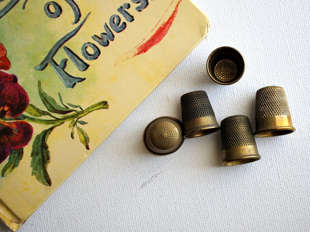 Set of Five Vintage Brass Thimbles from honeyandsea on Etsy Studio